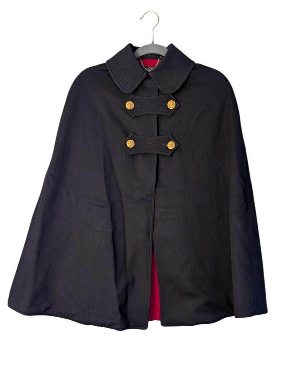 Vtg Stein-Cahill 1940s WWII Wool Nurse Cape Navy Red Lining Gold Buttons OSFM